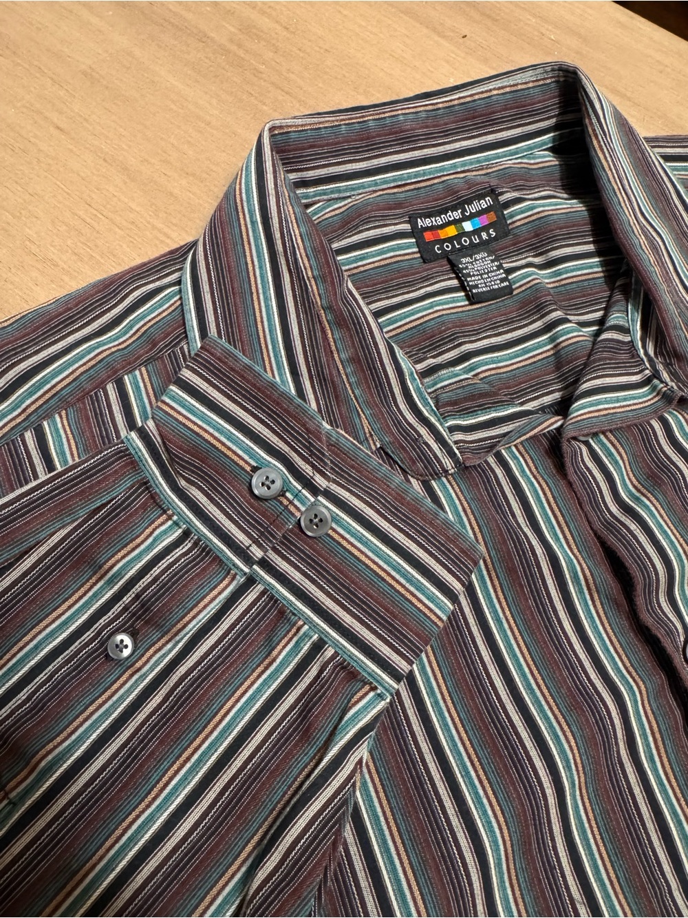 Alexander Julian Colours Mens 3XL Long Sleeve Button Up Shirt Striped Multicolor